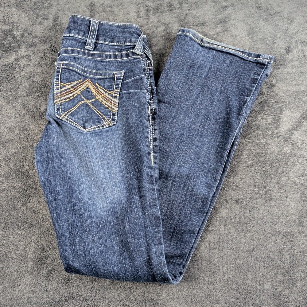 Ariat Women's Dark Blue Boot Cut Jeans with Embroidered Pocket. Size 29R